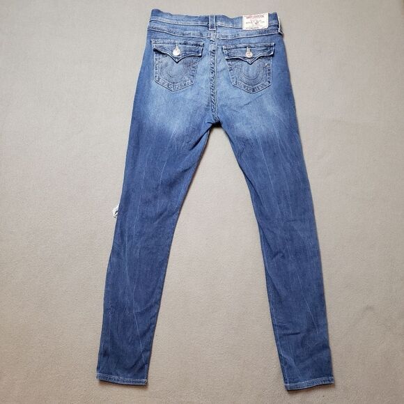 True Religion High Rise super skinny flap pocket distressed / destroyed Jeans - Picture 2 of 16